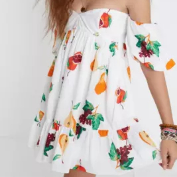 Urban Outfitters Women's Summer In Italy Off Shoulder Mini Dress Size M Colorful - Picture 6 of 16